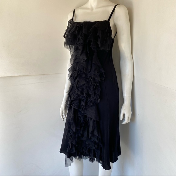 Nina Ricci for Barney's Black Silk Ruffle Dress - M - Picture 4 of 10